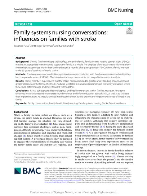 family stroke 2022|Family systems nursing conversations: influences on families with。